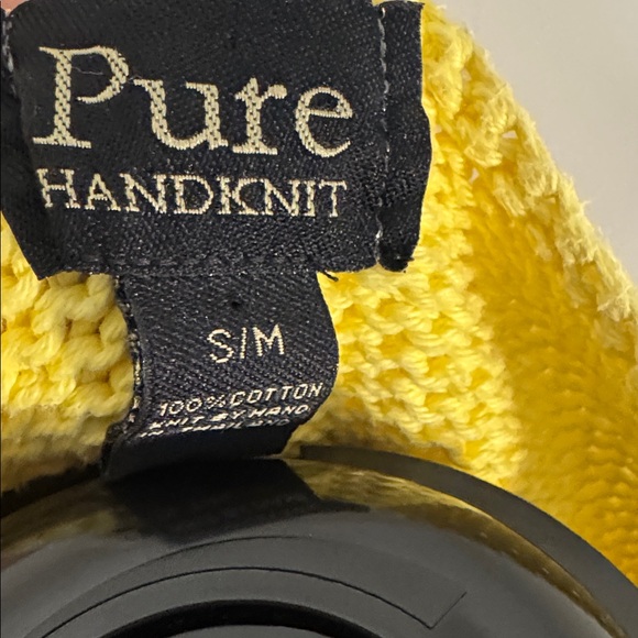 Pure Handknit Size S Yellow Women's Cardigan with Unique Buttons - Picture 2 of 5